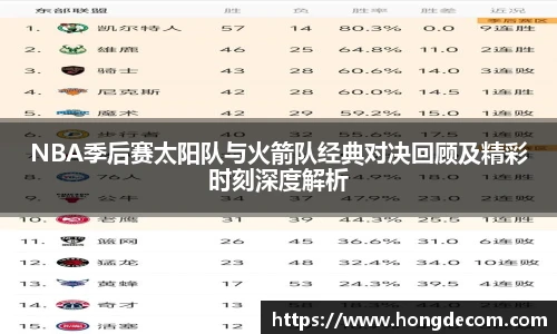 8866体育NBA季后赛太阳队与火箭队经典对决回顾及精彩时刻深度解析